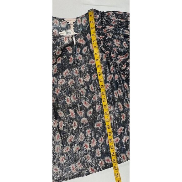 Rebecca Taylor Silk Top Flutter Sleeve Size S Floral Sheer Coquette Romantic - Picture 8 of 13